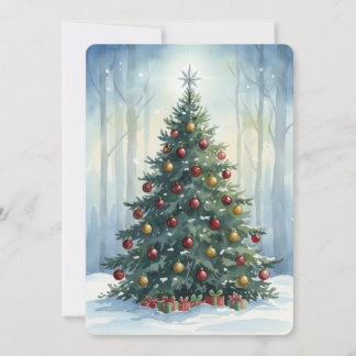 Tarjeta Festiva Elegant Script Tree Non Photo Watercolor Christmas