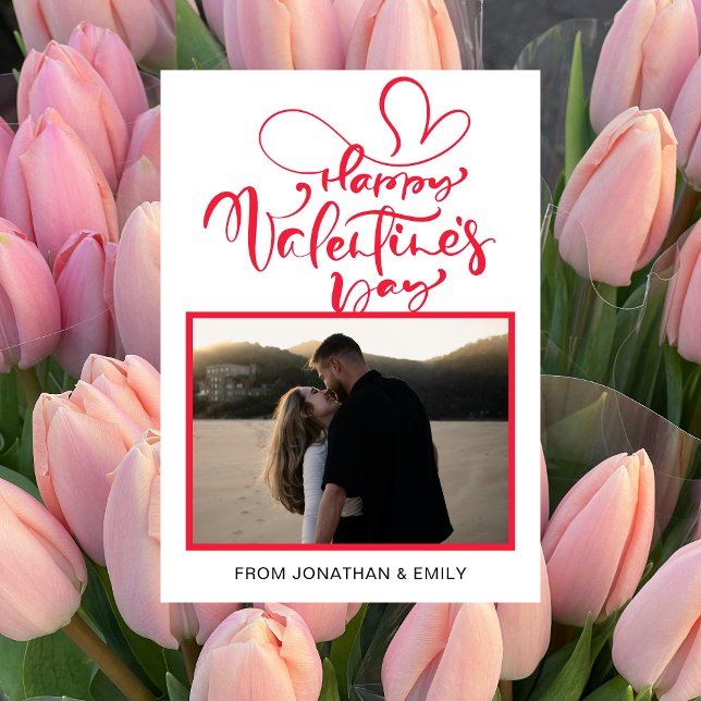 Tarjeta Festiva Elegant Simple Hearts Happy Valentine's Day Photo (Subido por el creador)