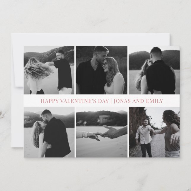 Tarjeta Festiva Elegant Simple Love Happy Valentine's Day 6 Photo (Anverso)