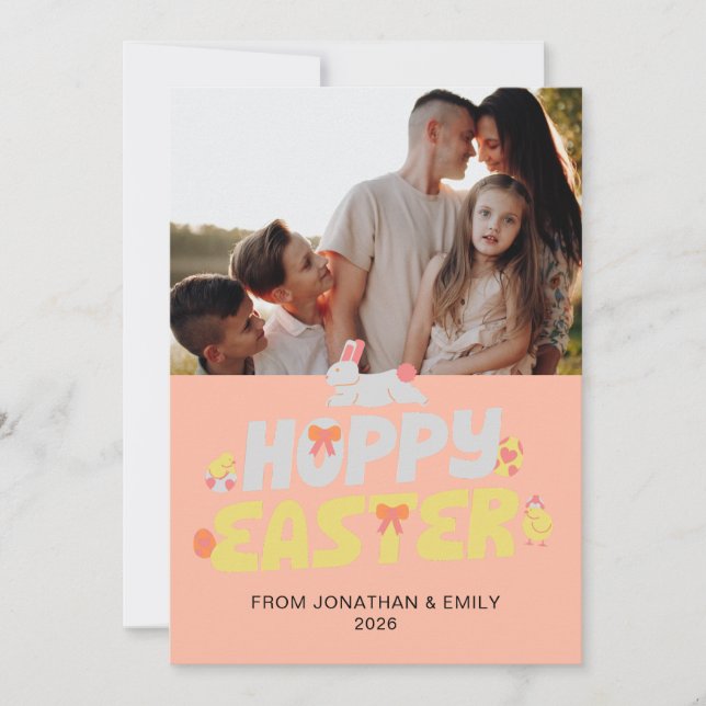 Tarjeta Festiva Elegant Simple Modern Pattern Happy Easter Photo (Anverso)