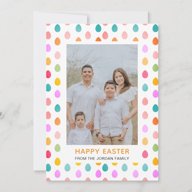 Tarjeta Festiva Elegant Simple Modern Pattern Happy Easter Photo (Anverso)