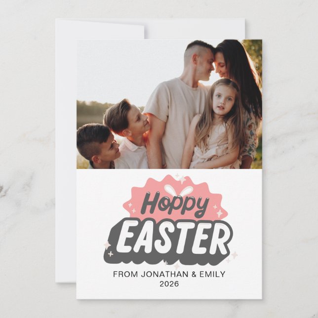 Tarjeta Festiva Elegant Simple Modern Pattern Happy Easter Photo (Anverso)