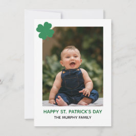 Tarjeta Festiva Elegant Simple Shamrock Photo St. Patrick's Day