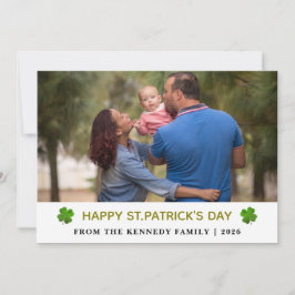 Tarjeta Festiva Elegant Simple Shamrock Photo St. Patrick's Day