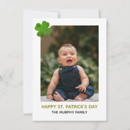 Tarjeta Festiva Elegant Simple Shamrock Photo St. Patrick's Day
