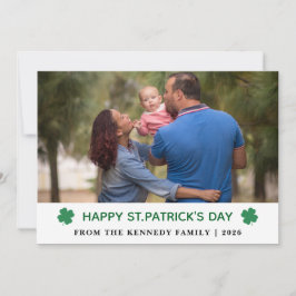 Tarjeta Festiva Elegant Simple Shamrock Photo St. Patrick's Day