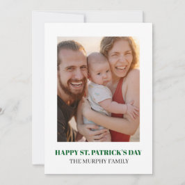 Tarjeta Festiva Elegant Simple Shamrock Photo St. Patrick's Day