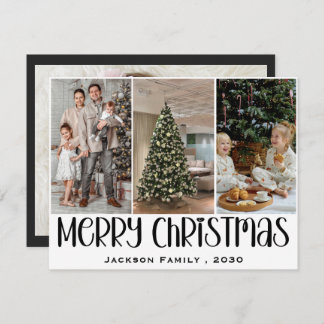 Tarjeta Festiva Elegant Snowflake 4 Photo Collage Christmas 