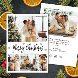 Tarjeta Festiva Elegant Snowflake 4 Photo Collage Christmas