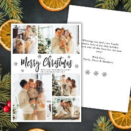 Tarjeta Festiva Elegant Snowflake 5 Photo Collage Christmas   