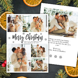 Tarjeta Festiva Elegant Snowflake 5 Photo Collage Christmas   