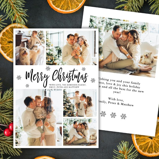 Tarjeta Festiva Elegant Snowflake 5 Photo Collage Christmas    (Subido por el creador)