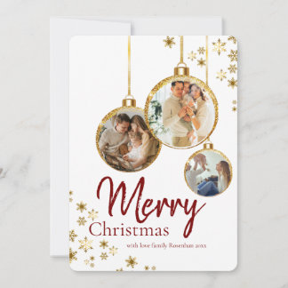 Tarjeta Festiva Elegant Snowflake Collage Merry Christmas