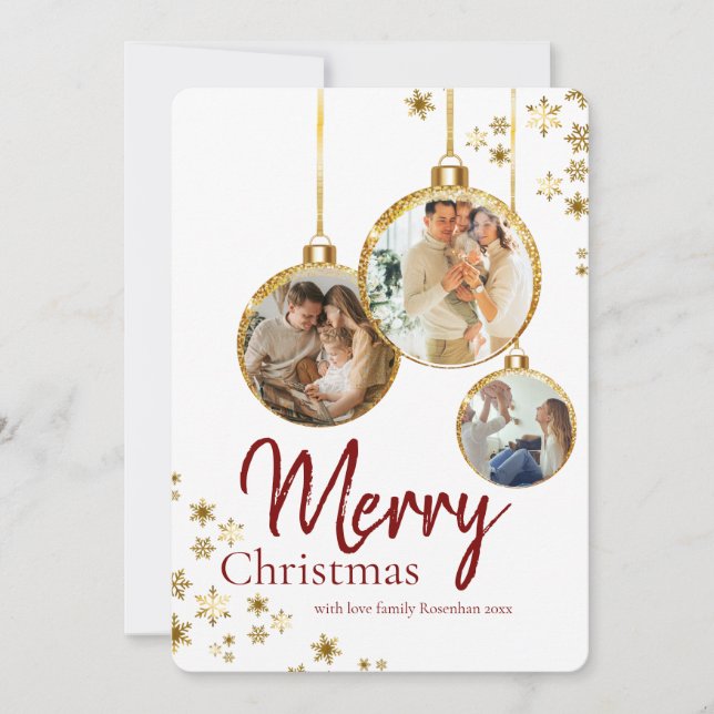 Tarjeta Festiva Elegant Snowflake Collage Merry Christmas (Anverso)