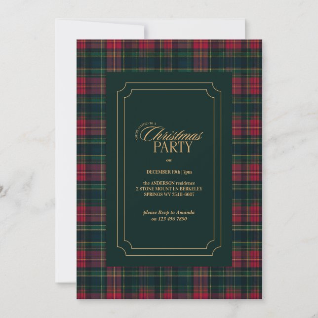 Tarjeta Festiva Elegant Tartan Plaid Family Photo Christmas (Anverso)