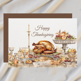 Tarjeta Festiva Elegant Thanksgiving Feast Happy Thanksgiving