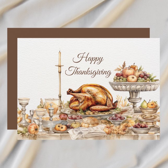 Tarjeta Festiva Elegant Thanksgiving Feast Happy Thanksgiving (Subido por el creador)