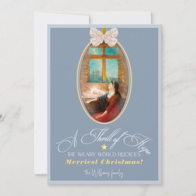 Tarjeta Festiva Elegant Thrill of Hope Dusty Blue Photo Christmas (Anverso)