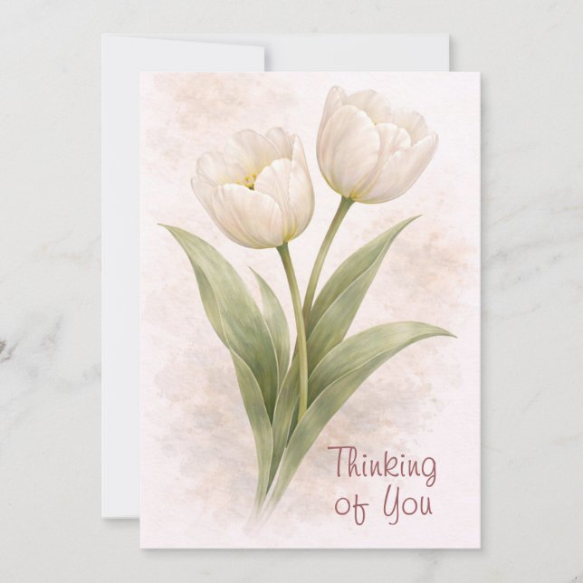 Tarjeta Festiva Elegant Tulips Thinking Of You Card (Anverso)