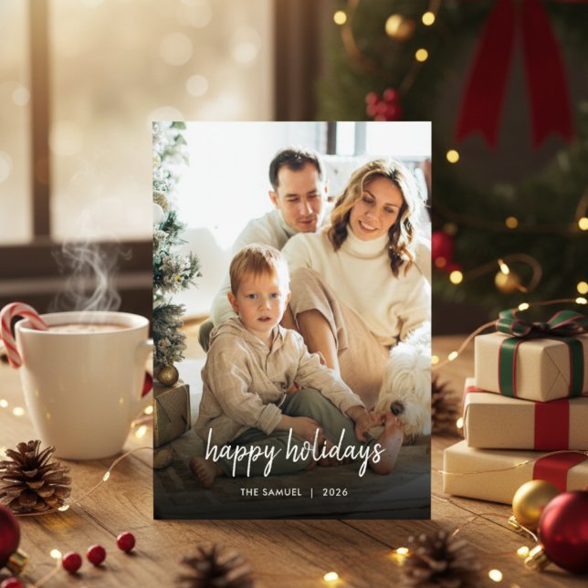 Tarjeta Festiva Elegant Typography Family Holiday Photo Card (Subido por el creador)