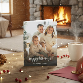Tarjeta Festiva Elegant Typography Family Photo Folded Card