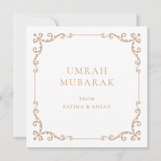 Tarjeta Festiva Elegant Umrah Mubarak Rustic Brown Greeting Card