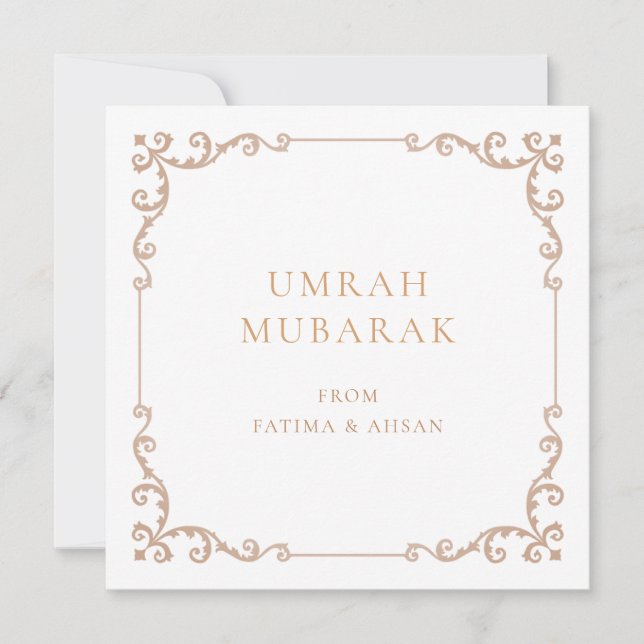 Tarjeta Festiva Elegant Umrah Mubarak Rustic Brown Greeting Card (Anverso)