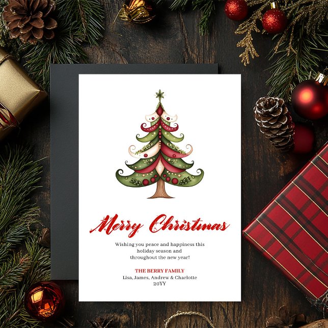 Tarjeta Festiva Elegant Unique Christmas Tree Greeting Template (Elegant Unique Christmas Tree Greeting Template)