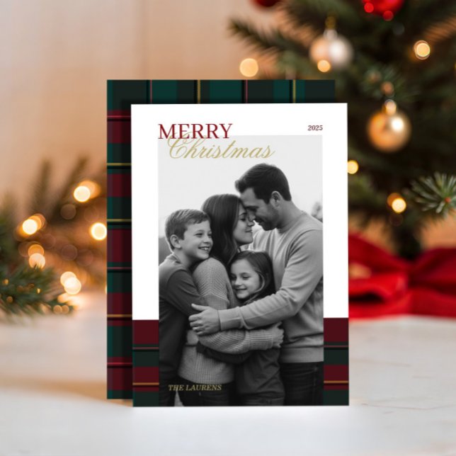 Tarjeta Festiva Elegant vintage Tartan Plaid Holiday Card (Subido por el creador)