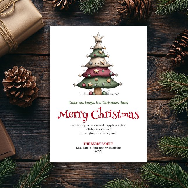 Tarjeta Festiva Elegant Whimsical Christmas Tree Holiday Card (Elegant Whimsical Christmas Tree Holiday Card)