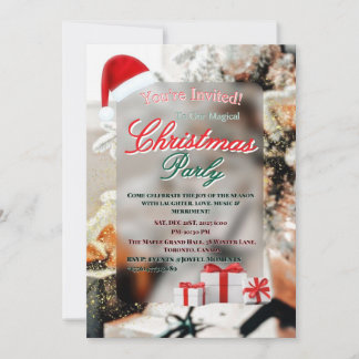Tarjeta Festiva Elegant Winter Christmas Party Invitation
