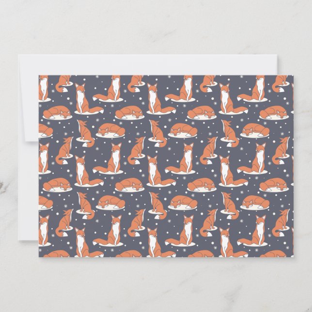 Tarjeta Festiva Elegant Winter Fox Snowy Night (Anverso)