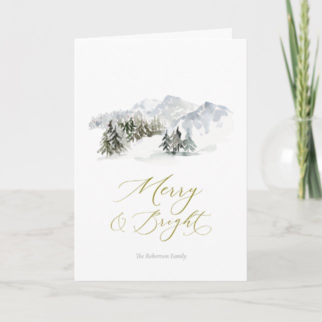 Tarjeta Festiva Elegant Winter Mountain Christmas (Anverso)