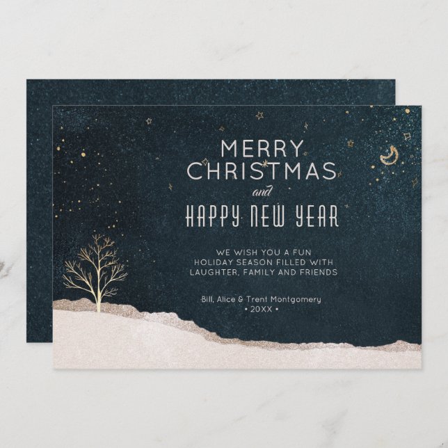 Tarjeta Festiva Elegant Winter Night Christmas Business (Anverso / Reverso)