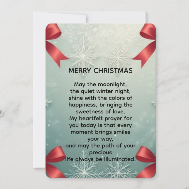 Tarjeta Festiva Elegant Winter Snowflake Frame with Red Bows (Anverso)