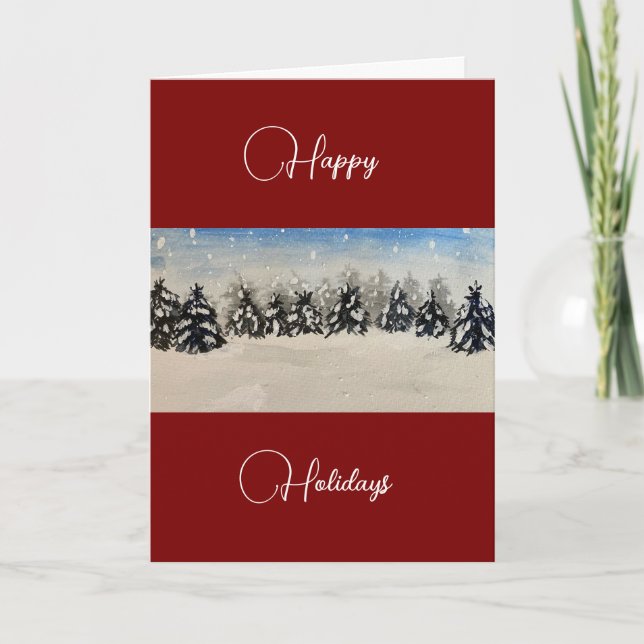 Tarjeta Festiva Elegant Winter Theme Holiday Greeting Card (Anverso)