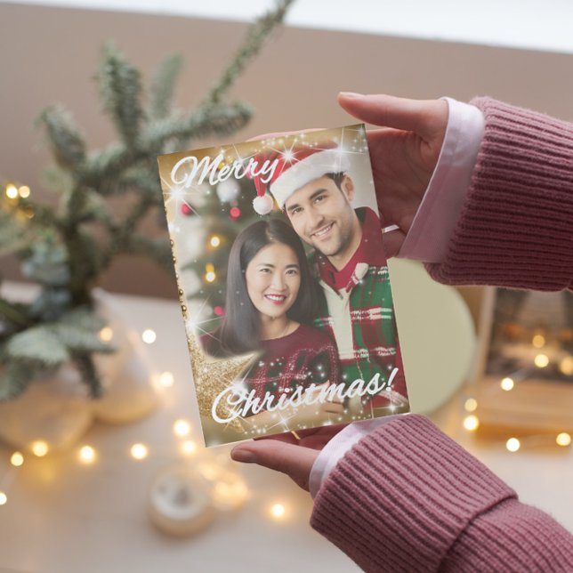 Tarjeta Festiva Elegante 1 foto Árbol Estrella de Oro Navidades mo (Subido por el creador)