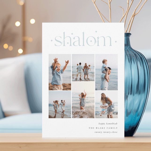 Tarjeta Festiva Elegante 6 Collages de fotos Shalom Hanukkah (Subido por el creador)