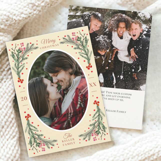 Tarjeta Festiva Elegante acuarela 2 foto Navidades amarillos 2023 (Subido por el creador)