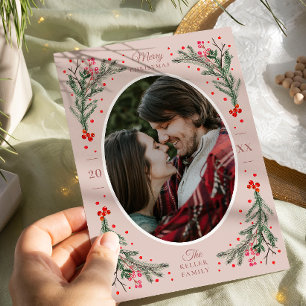 Tarjeta Festiva Elegante acuarela 2 Navidades de fotografía Rubor 