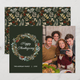 Tarjeta Festiva Elegante acuarela deja foto de Día de Acción de Gr