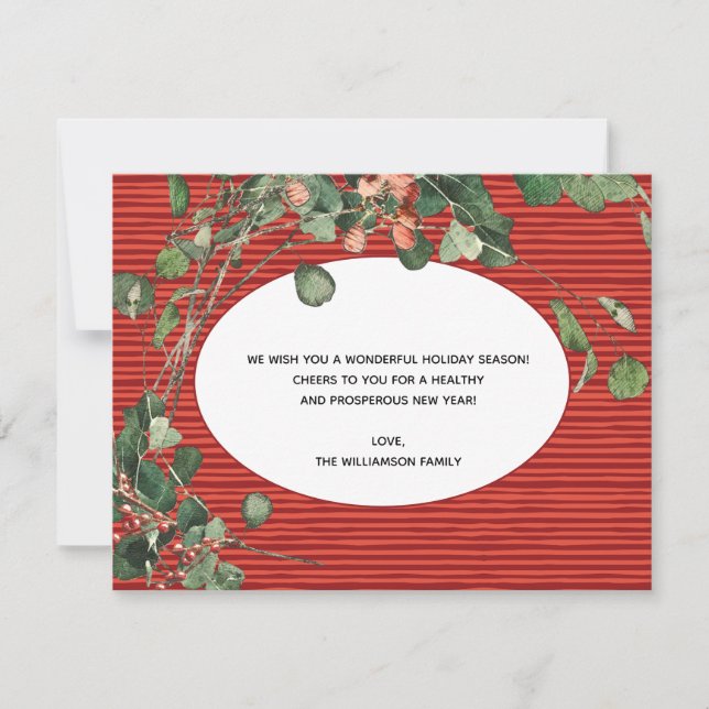 Tarjeta Festiva Elegante acuarela Floral Holiday Card (Anverso)