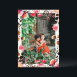 Tarjeta Festiva Elegante acuarela Floral Verdor Foto Rojo Rosa<br><div class="desc">Elegante tarjeta de vacaciones de foto personalizada con color rosa y rojo acuarela Floral</div>