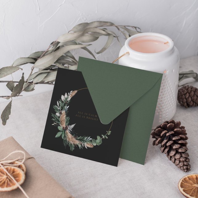 Tarjeta Festiva Elegante acuarela Navidades botánicos Wreath (Subido por el creador)