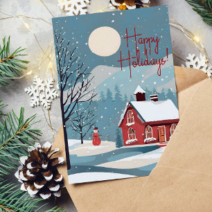 Tarjeta Festiva Elegante acuarela Navidades de Alegría de la Noche