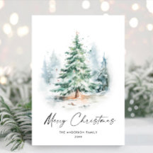 Elegante acuarela Navidades de invierno Pine Tree