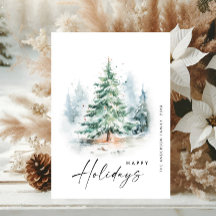 Elegante acuarela Navidades de invierno Pine Tree