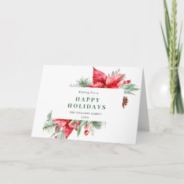 Tarjeta Festiva Elegante acuarela Navidades de Poinsettia saludo