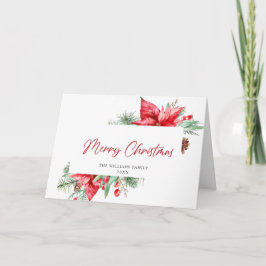 Tarjeta Festiva Elegante acuarela Navidades de Poinsettia saludo