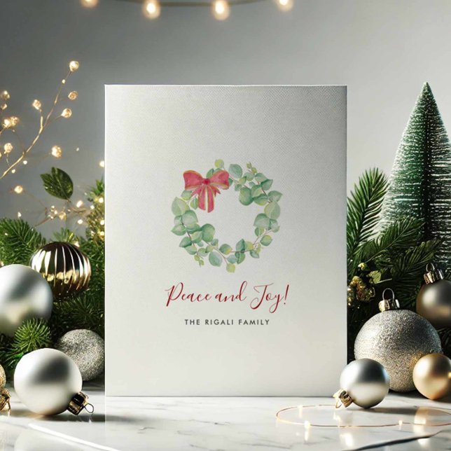 Tarjeta Festiva Elegante acuarela Navidades rojos húmedos botánico (Watercolor Christmas cards minimalistic wreath art by Victoria Grigaliunas Do Tell A Belle)